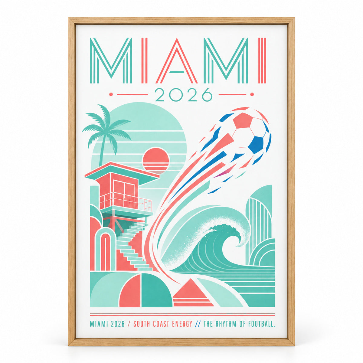 Miami Coastal Soccer Canvas Wall Art 03 | brown_sku