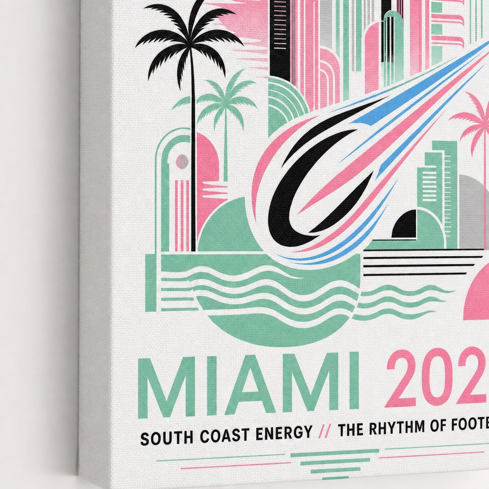Miami Coastal Soccer Canvas Wall Art 04 wrapped canvas detail