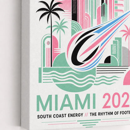Miami Coastal Soccer Canvas Wall Art 04 wrapped canvas detail