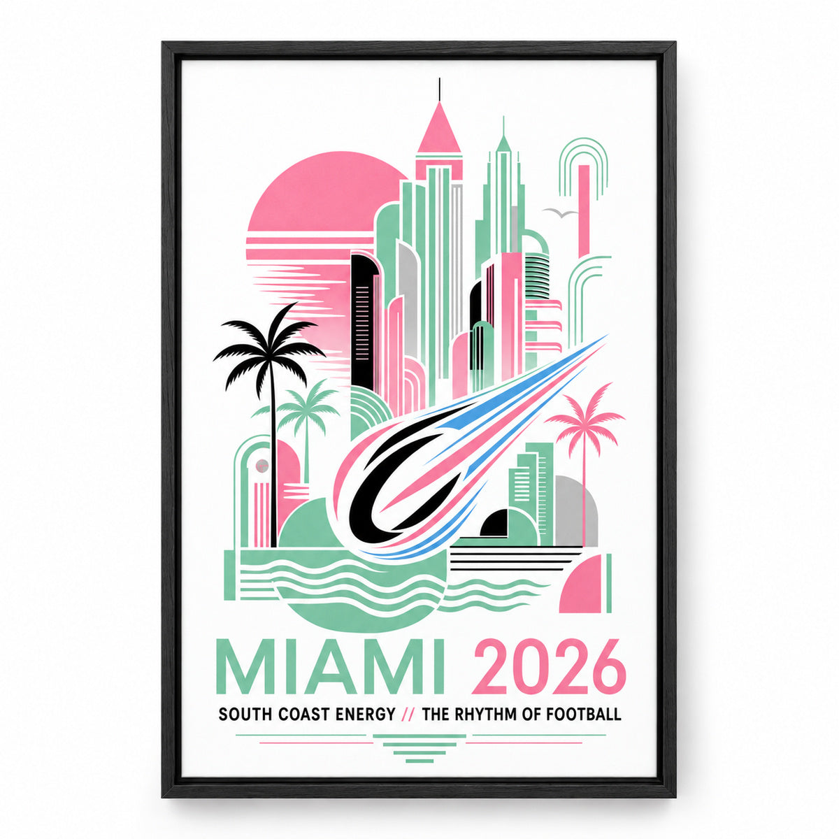 Miami Coastal Soccer Canvas Wall Art 04 | black_sku