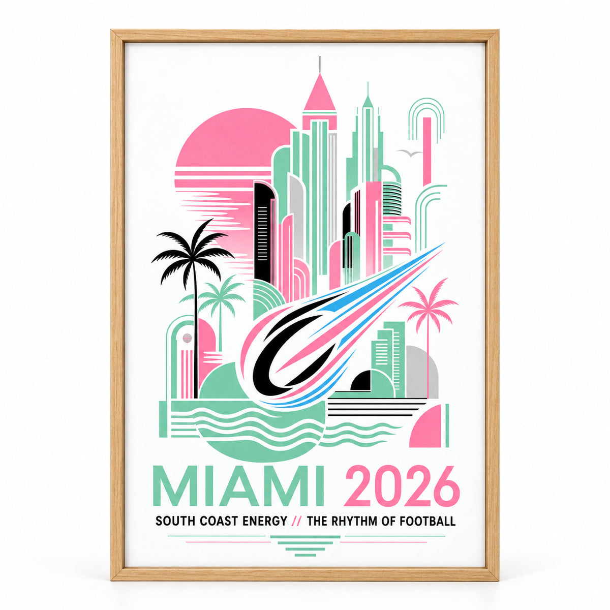 Miami Coastal Soccer Canvas Wall Art 04 | brown_sku