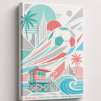 Miami Coastal Soccer Canvas Wall Art 05 wrapped canvas detail