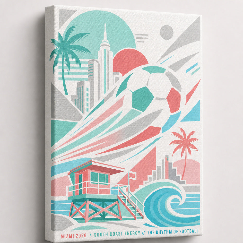 Miami Coastal Soccer Canvas Wall Art 05 wrapped canvas detail