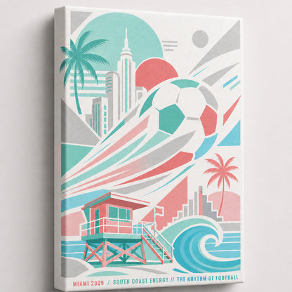 Miami Coastal Soccer Canvas Wall Art 05 wrapped canvas detail