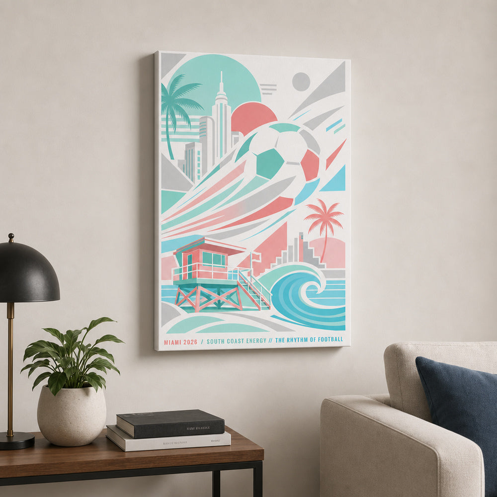 Miami Coastal Soccer Canvas Wall Art 05 size comparison chart