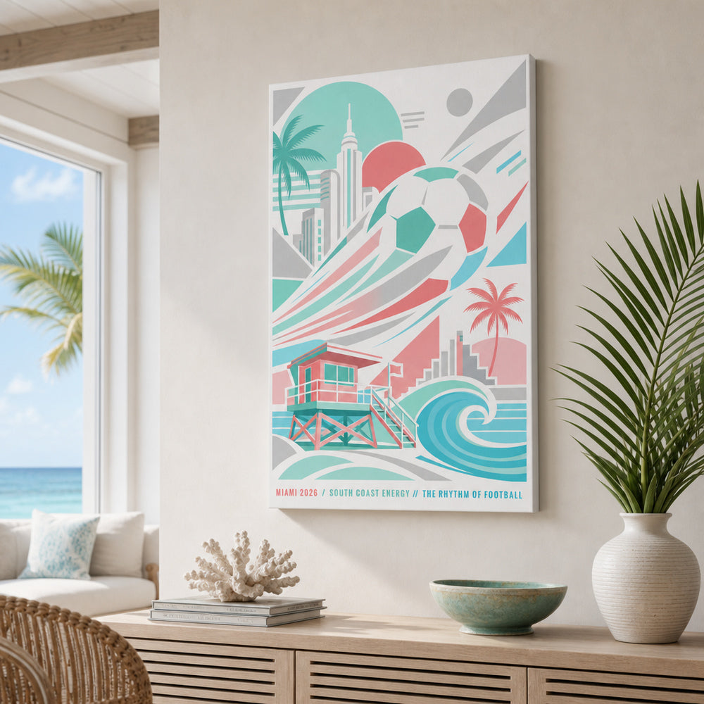 Miami Coastal Soccer Canvas Wall Art 05 canvas wall art lifestyle mockup