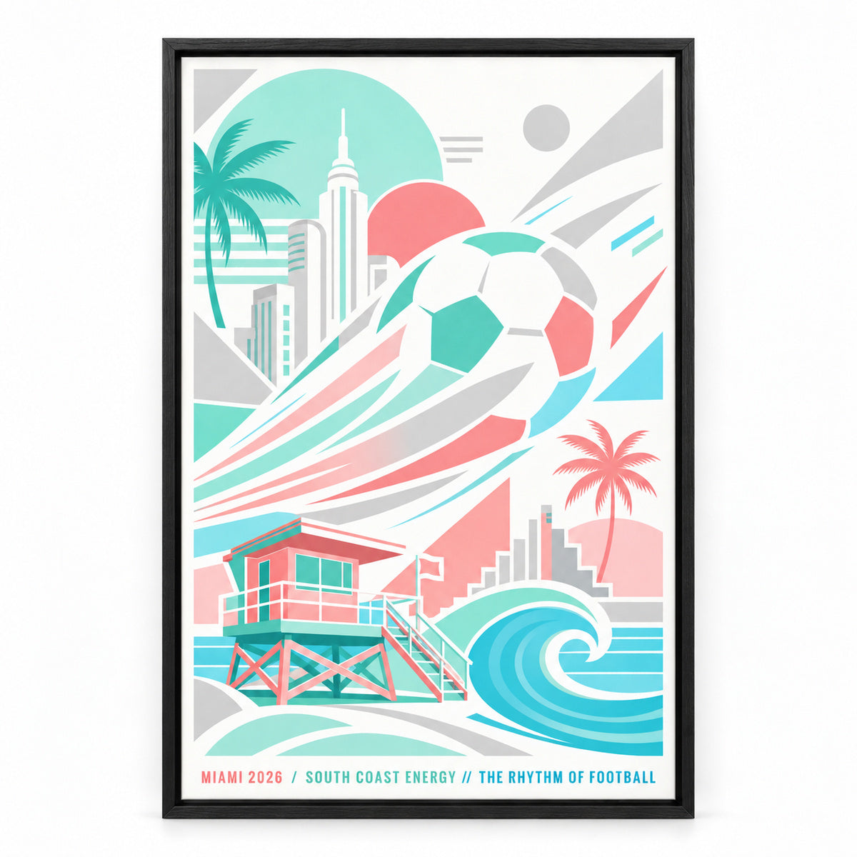 Miami Coastal Soccer Canvas Wall Art 05 | black_sku