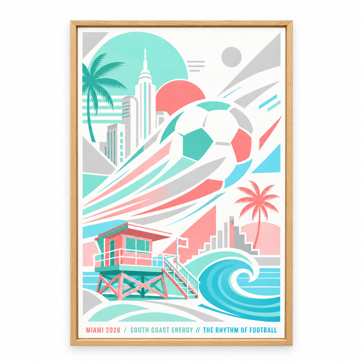 Miami Coastal Soccer Canvas Wall Art 05 | brown_sku