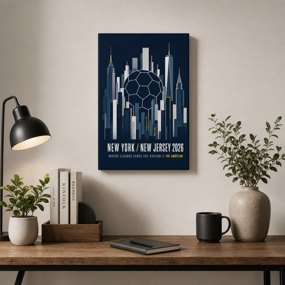 New York New Jersey 2026 Hudson Ambition Soccer Canvas Wall Art 02 12×18 inch thin wrapped canvas wall mockup