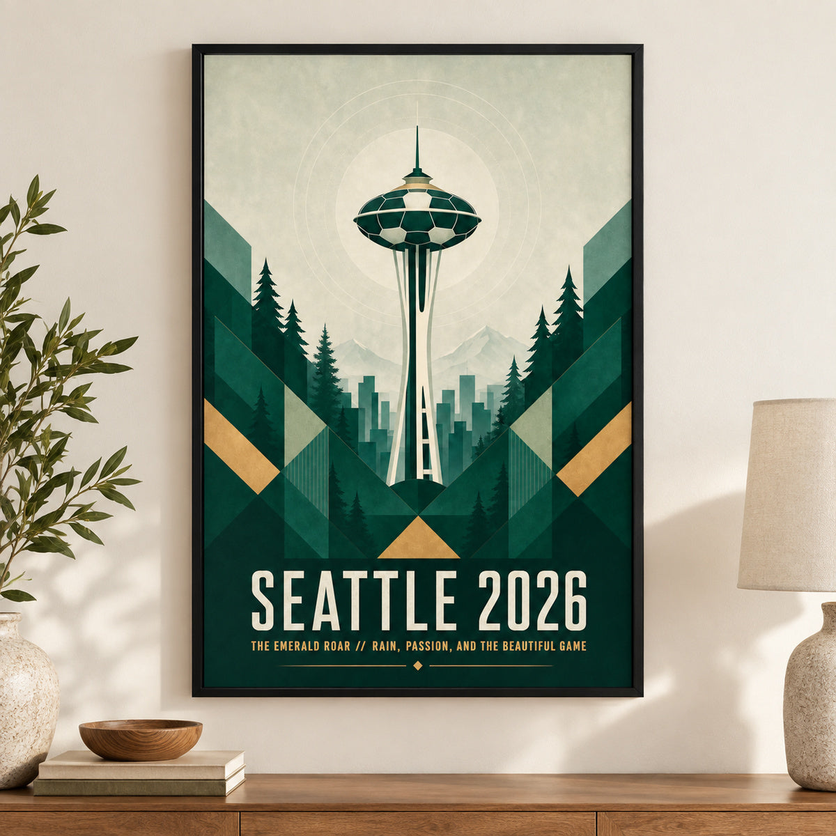 Seattle Emerald Roar 01 Soccer Canvas Wall Art | black_independent_close