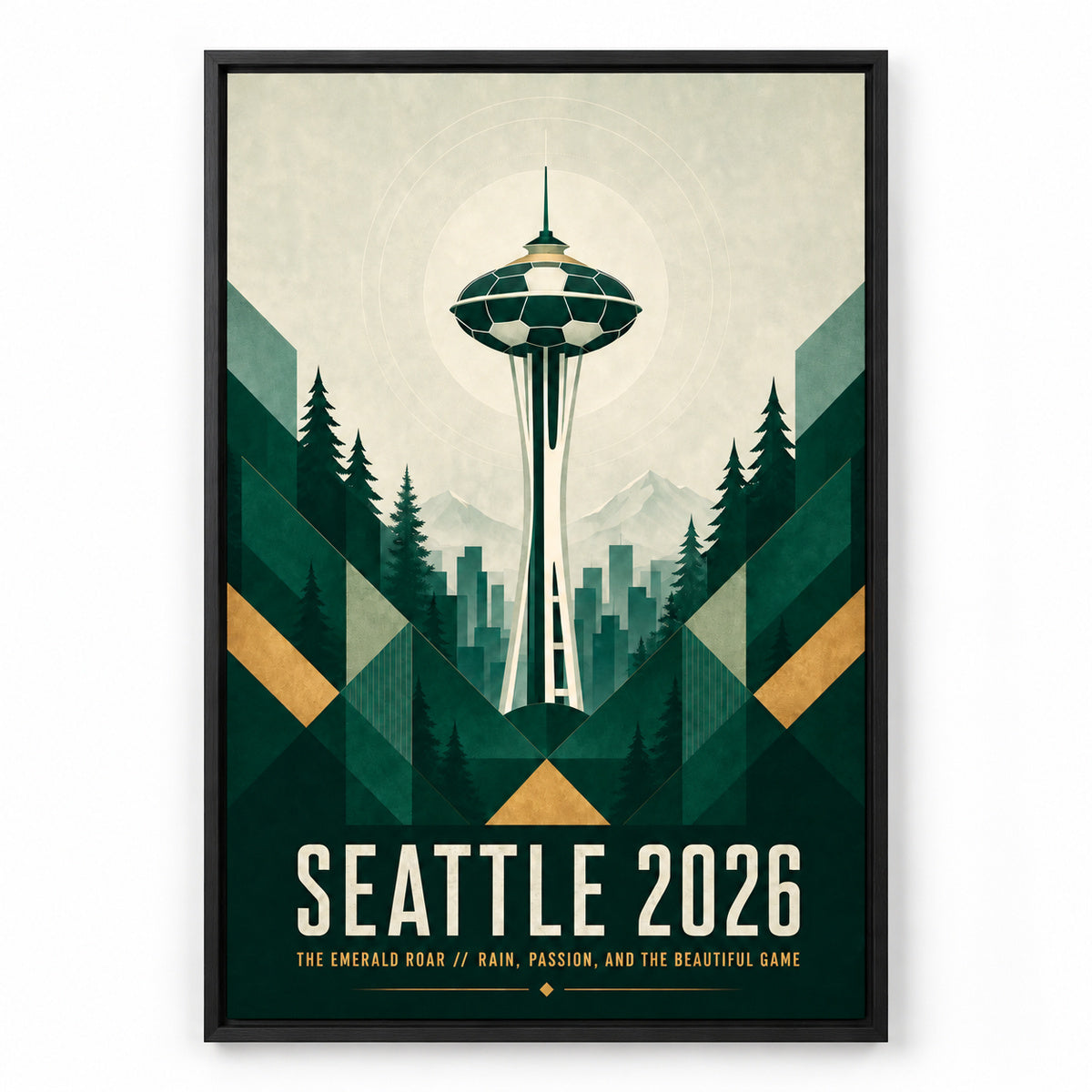 Seattle Emerald Roar 01 Soccer Canvas Wall Art | black_sku