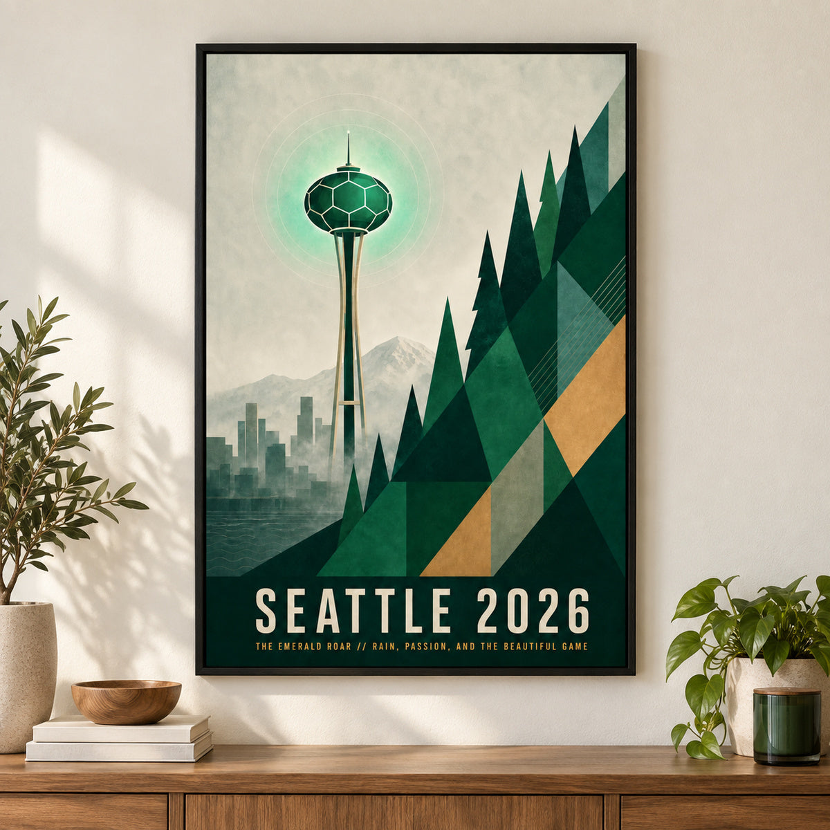 Seattle Emerald Roar 02 Soccer Canvas Wall Art | black_independent_close