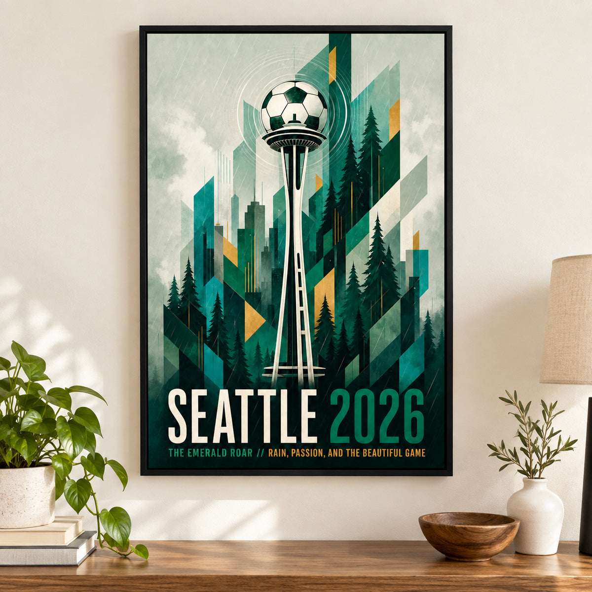Seattle Emerald Roar 03 Soccer Canvas Wall Art | black_independent_close