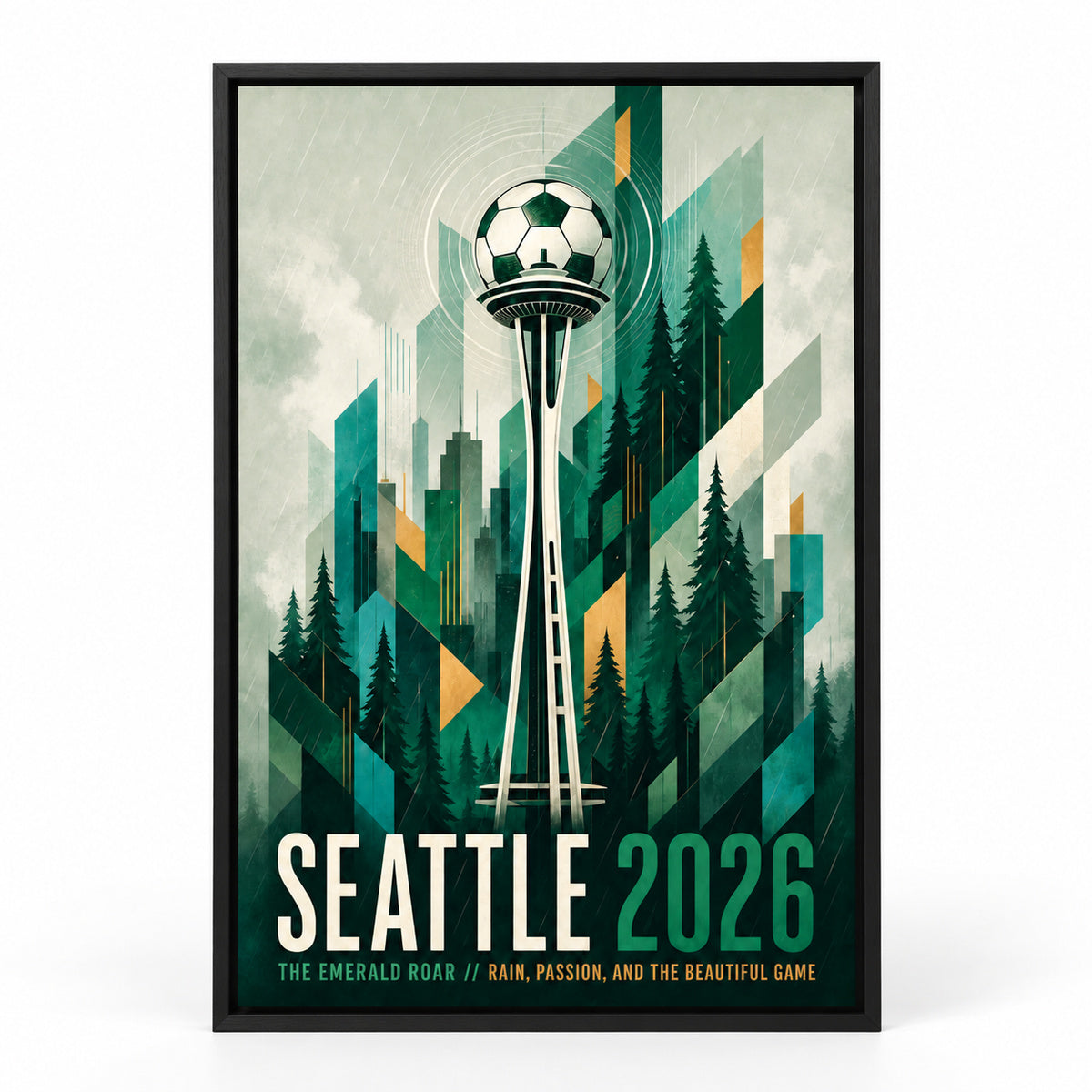 Seattle Emerald Roar 03 Soccer Canvas Wall Art | black_sku