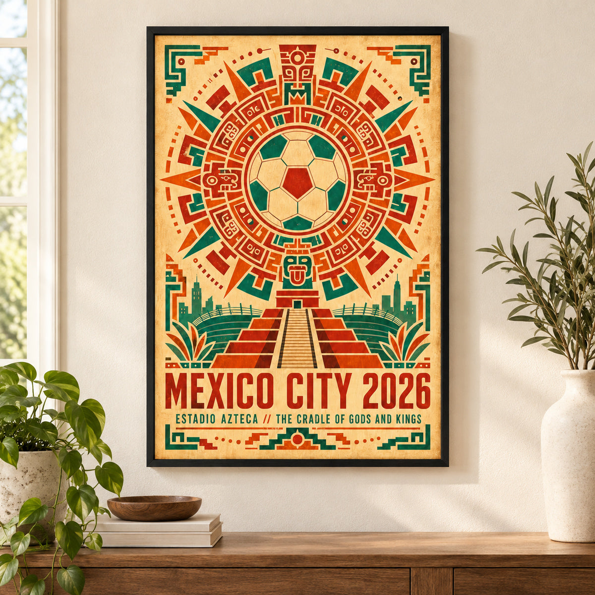 Mexico City Aztec Totem 01 Soccer Canvas Wall Art | black_independent_close