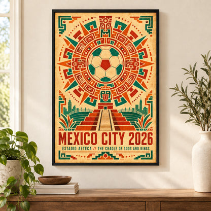 Mexico City Aztec Totem 01 Soccer Canvas Wall Art | black_independent_close