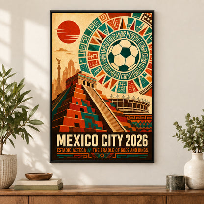Mexico City Aztec Totem 02 Soccer Canvas Wall Art | black_independent_close