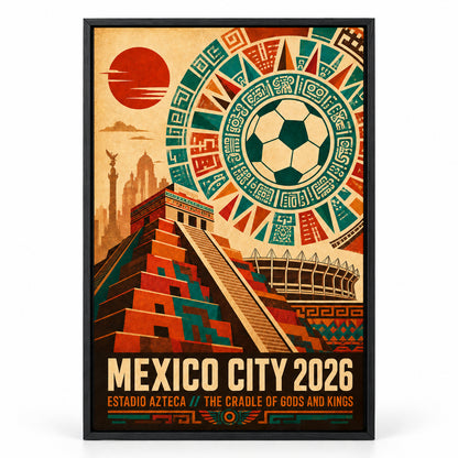 Mexico City Aztec Totem 02 Soccer Canvas Wall Art | black_sku