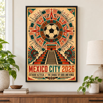 Mexico City Aztec Totem 03 Soccer Canvas Wall Art | black_independent_close