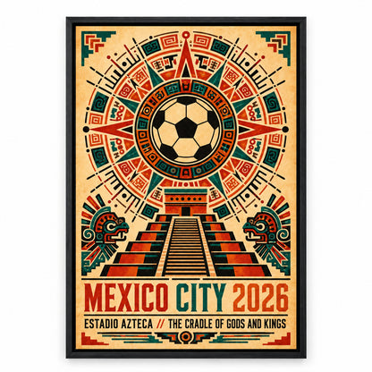 Mexico City Aztec Totem 03 Soccer Canvas Wall Art | black_sku