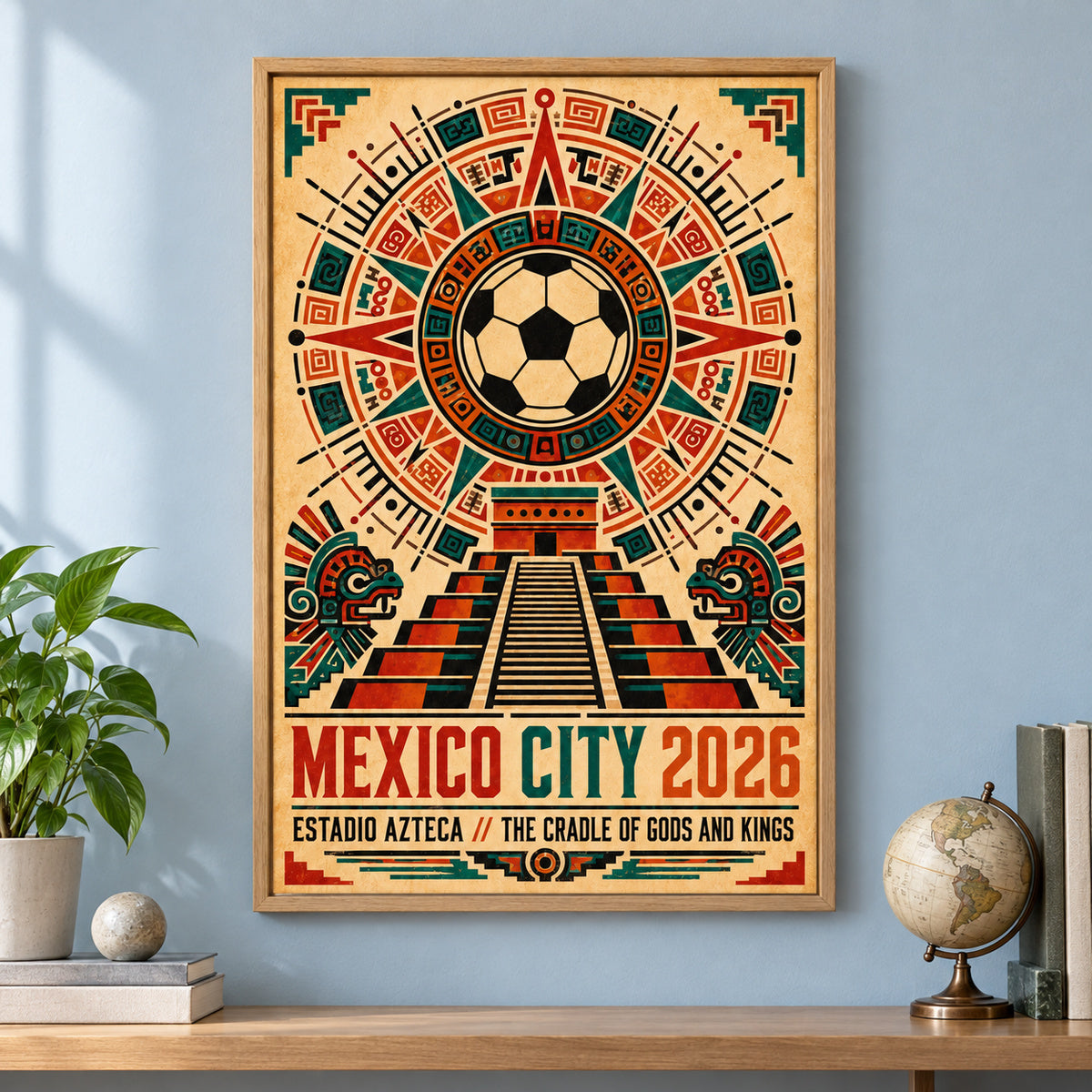 Mexico City Aztec Totem 03 Soccer Canvas Wall Art | brown_independent_close