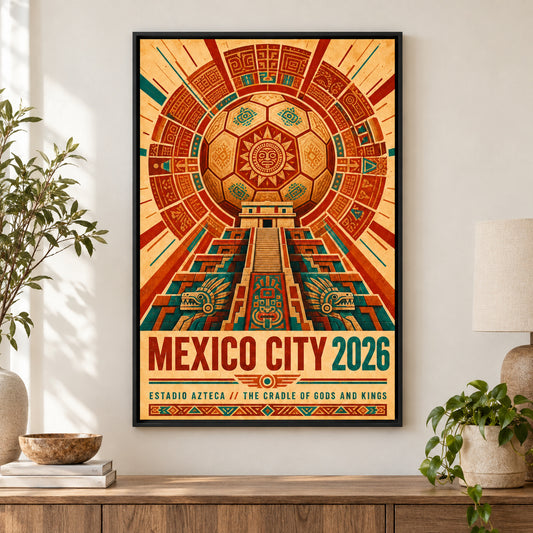 Mexico City Aztec Totem 05 Soccer Canvas Wall Art | black_independent_close