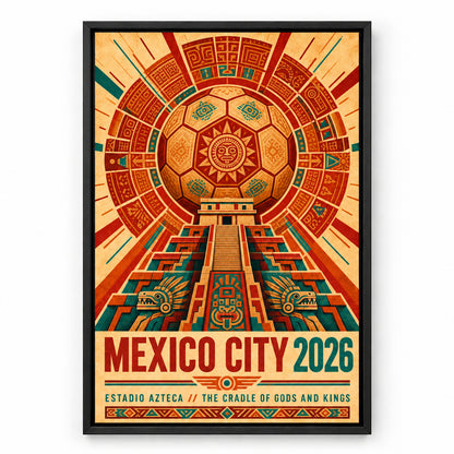 Mexico City Aztec Totem 05 Soccer Canvas Wall Art | black_sku