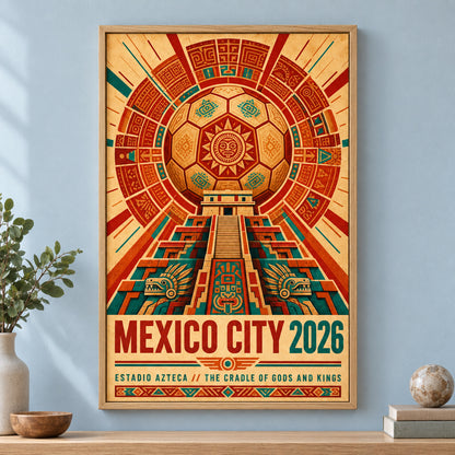 Mexico City Aztec Totem 05 Soccer Canvas Wall Art | brown_independent_close