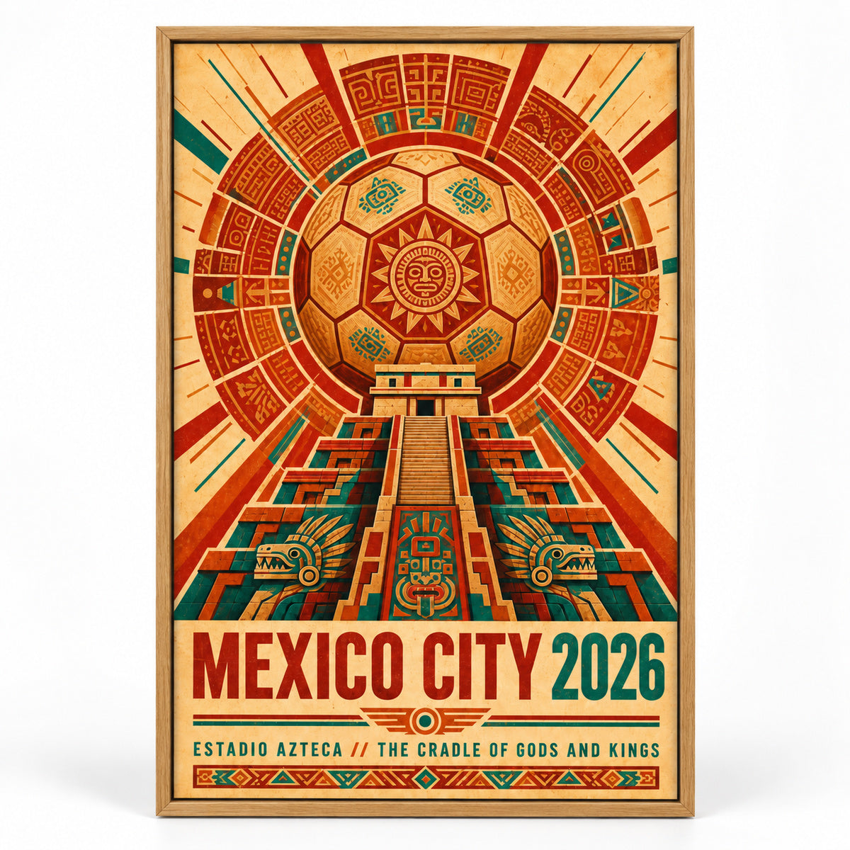Mexico City Aztec Totem 05 Soccer Canvas Wall Art | brown_sku