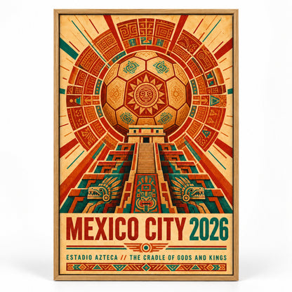 Mexico City Aztec Totem 05 Soccer Canvas Wall Art | brown_sku