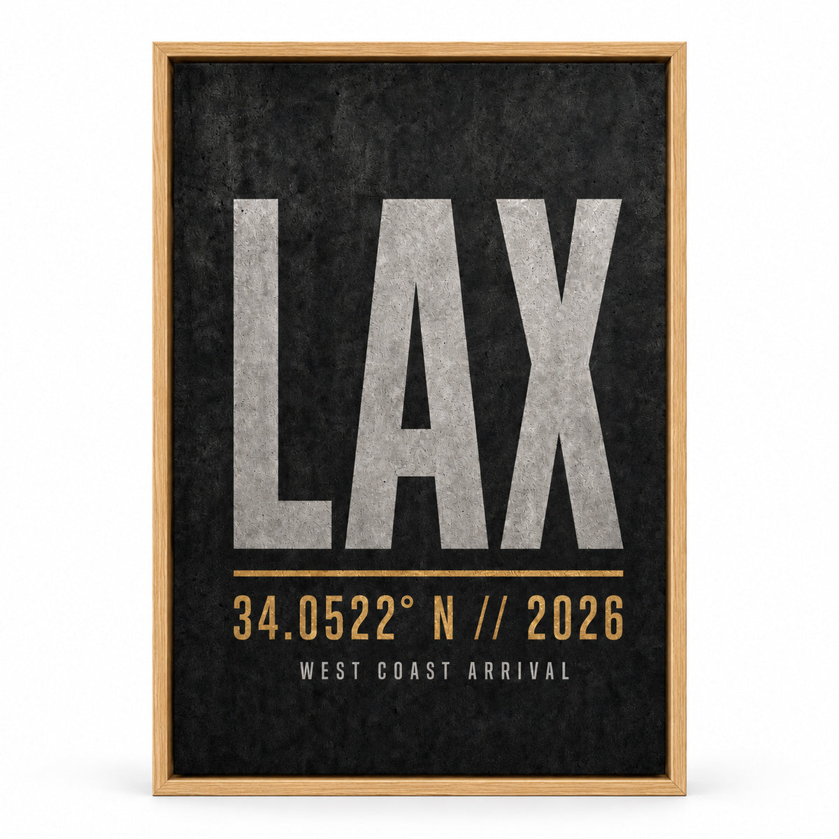 LAX Airport Code Coordinates Canvas Wall Art | brown_sku