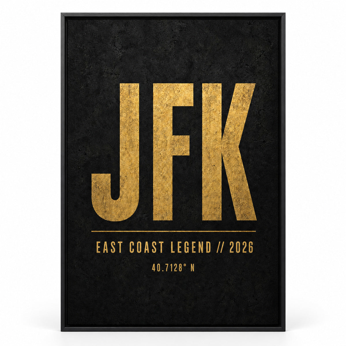 JFK Airport Code Coordinates Canvas Wall Art | black_sku