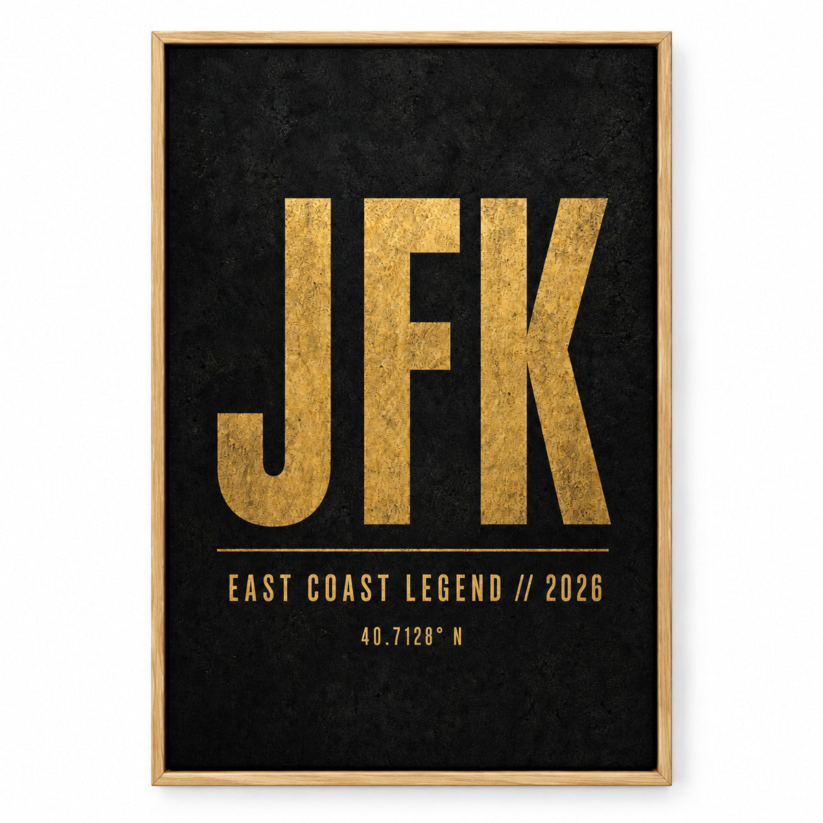 JFK Airport Code Coordinates Canvas Wall Art | brown_sku