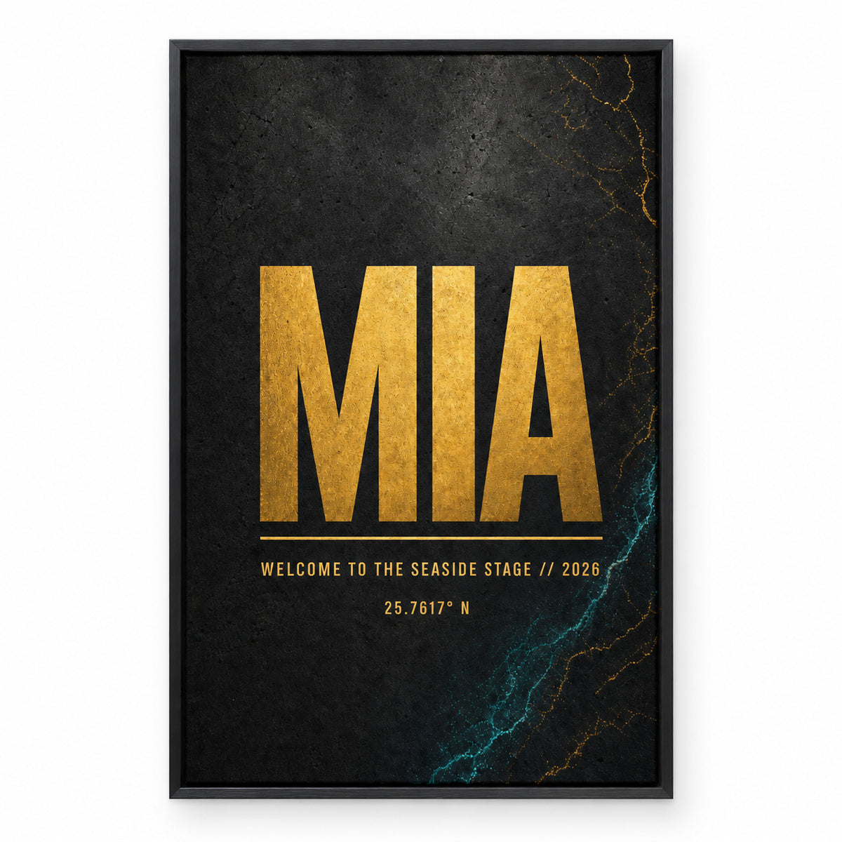 MIA Airport Code Coordinates Canvas Wall Art | black_sku