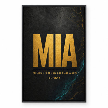 MIA Airport Code Coordinates Canvas Wall Art | black_sku