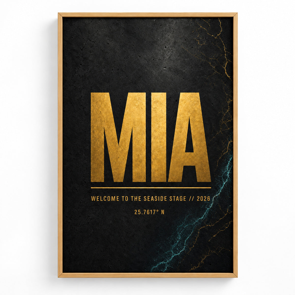 MIA Airport Code Coordinates Canvas Wall Art | brown_sku