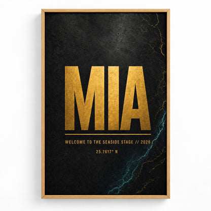MIA Airport Code Coordinates Canvas Wall Art | brown_sku