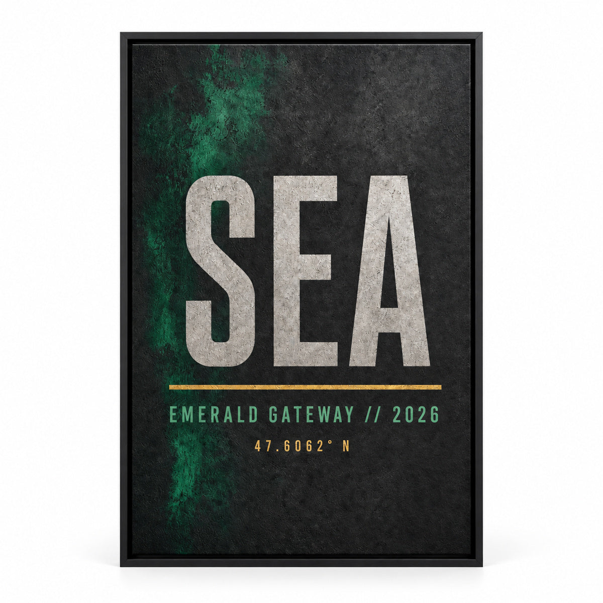 SEA Airport Code Coordinates Canvas Wall Art | black_sku