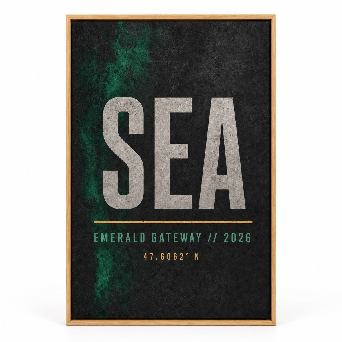 SEA Airport Code Coordinates Canvas Wall Art | brown_sku