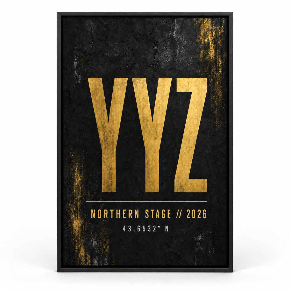 YYZ Airport Code Coordinates Canvas Wall Art | black_sku