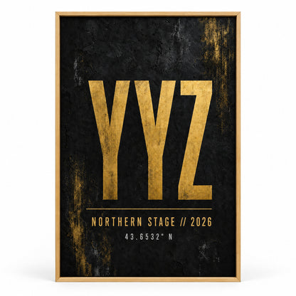 YYZ Airport Code Coordinates Canvas Wall Art | brown_sku