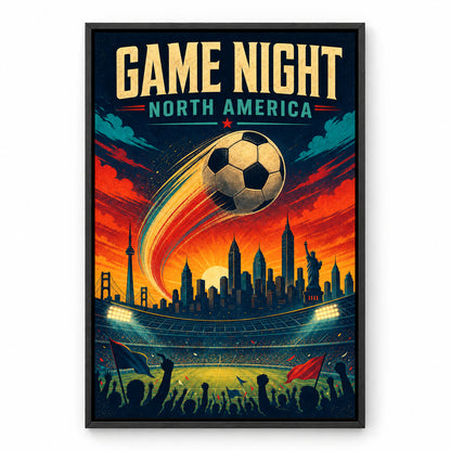 Game Night Vintage City Soccer Canvas Wall Art | black_sku