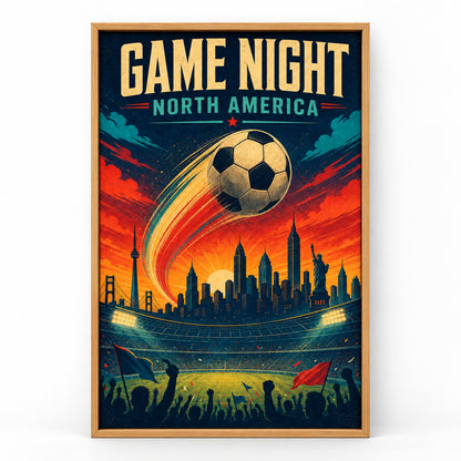 Game Night Vintage City Soccer Canvas Wall Art | brown_sku