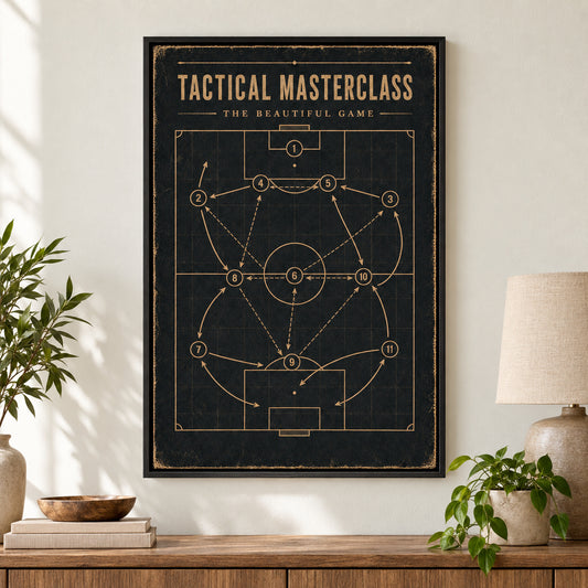 Tactical Masterclass Industrial Soccer Canvas Wall Art | black_independent_close