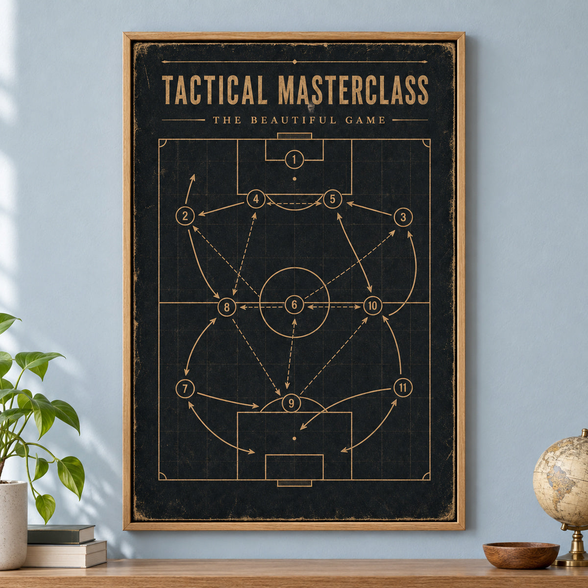 Tactical Masterclass Industrial Soccer Canvas Wall Art | brown_independent_close