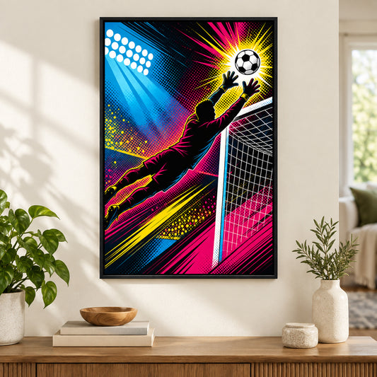 Pop Art Goalkeeper Save Soccer Canvas Wall Art | black_independent_close