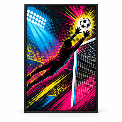 Pop Art Goalkeeper Save Soccer Canvas Wall Art | black_sku