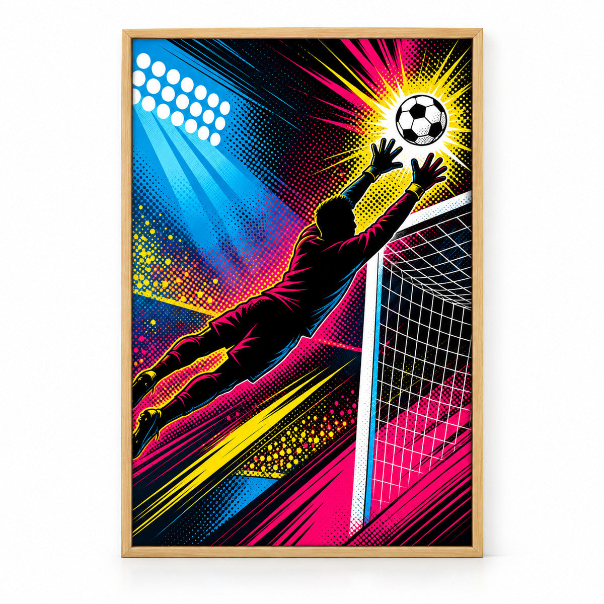 Pop Art Goalkeeper Save Soccer Canvas Wall Art | brown_sku