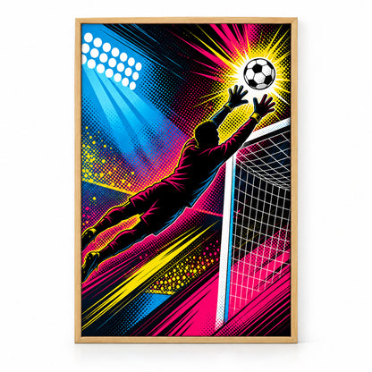 Pop Art Goalkeeper Save Soccer Canvas Wall Art | brown_sku