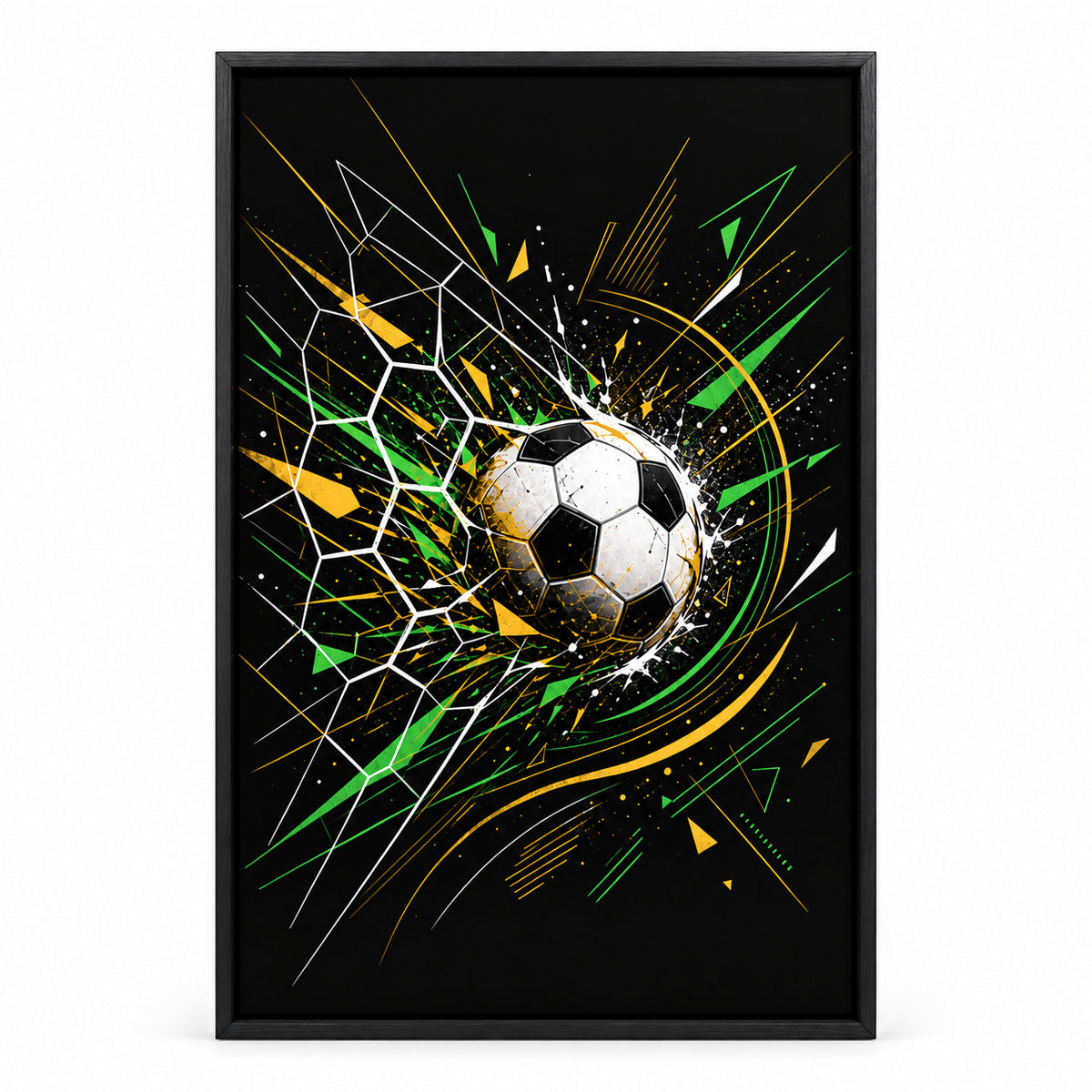 Geometric Net Breakthrough Soccer Canvas Wall Art | black_sku
